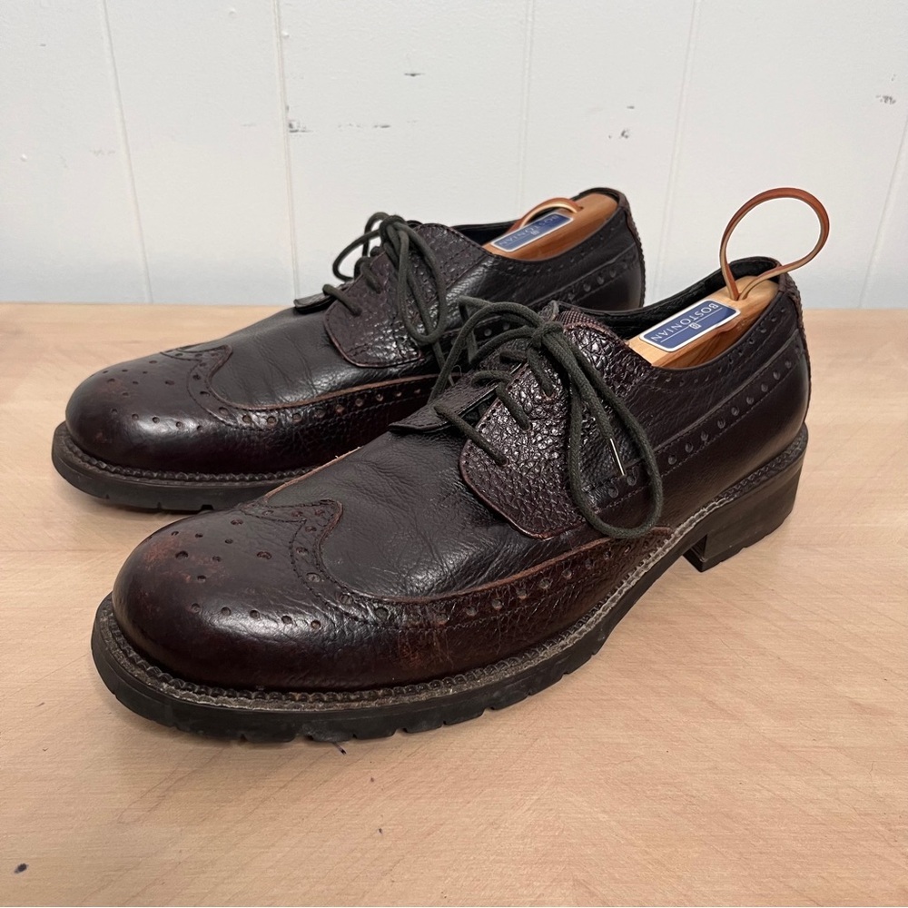 Donald J. Pliner Wingtip Oxford Shoes Dark Brown Leather Lug Sole Men's 10.5